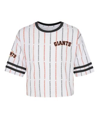 Big Girls White San Francisco Giants Ball Striped T-shirt