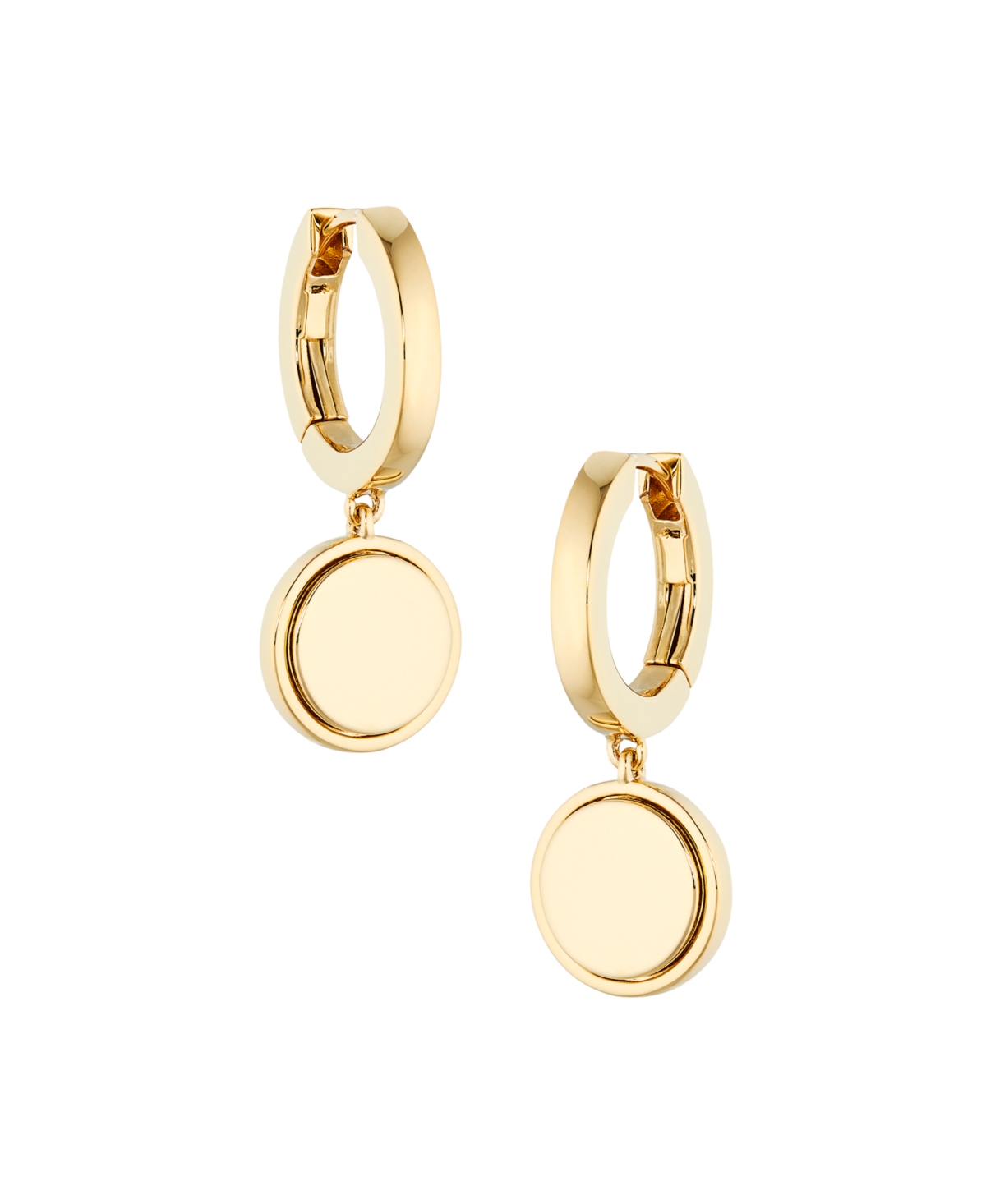 Gold Small Hoop Coin Drop Earrings - Gold