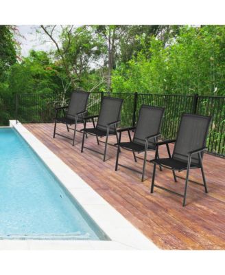 4PCS Patio Folding Dining Chairs Portable Camping Armrest Garden