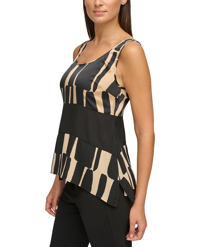 Donna Karan Women's GeometricPrint Colorblocked Sleeveless Top Macy's