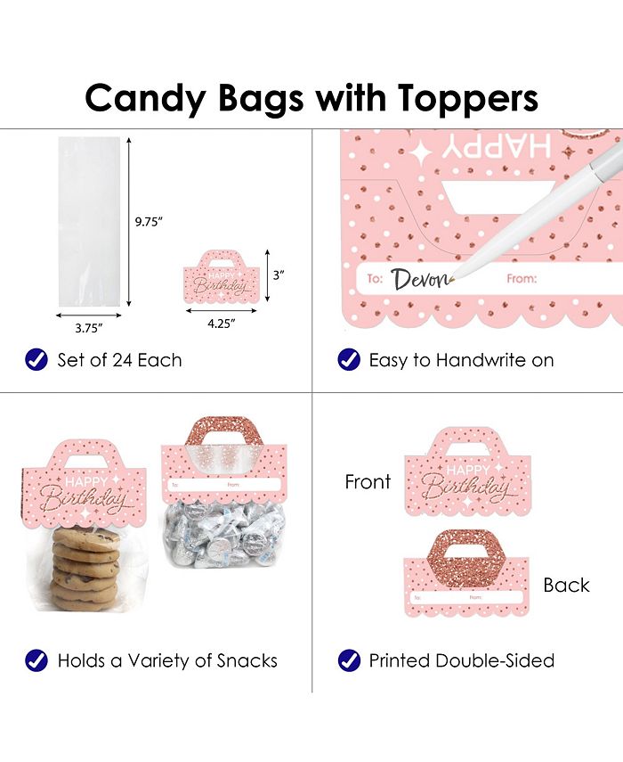 Big Dot of Happiness Pink Rose Gold Birthday Happy Birthday Party Candy ...