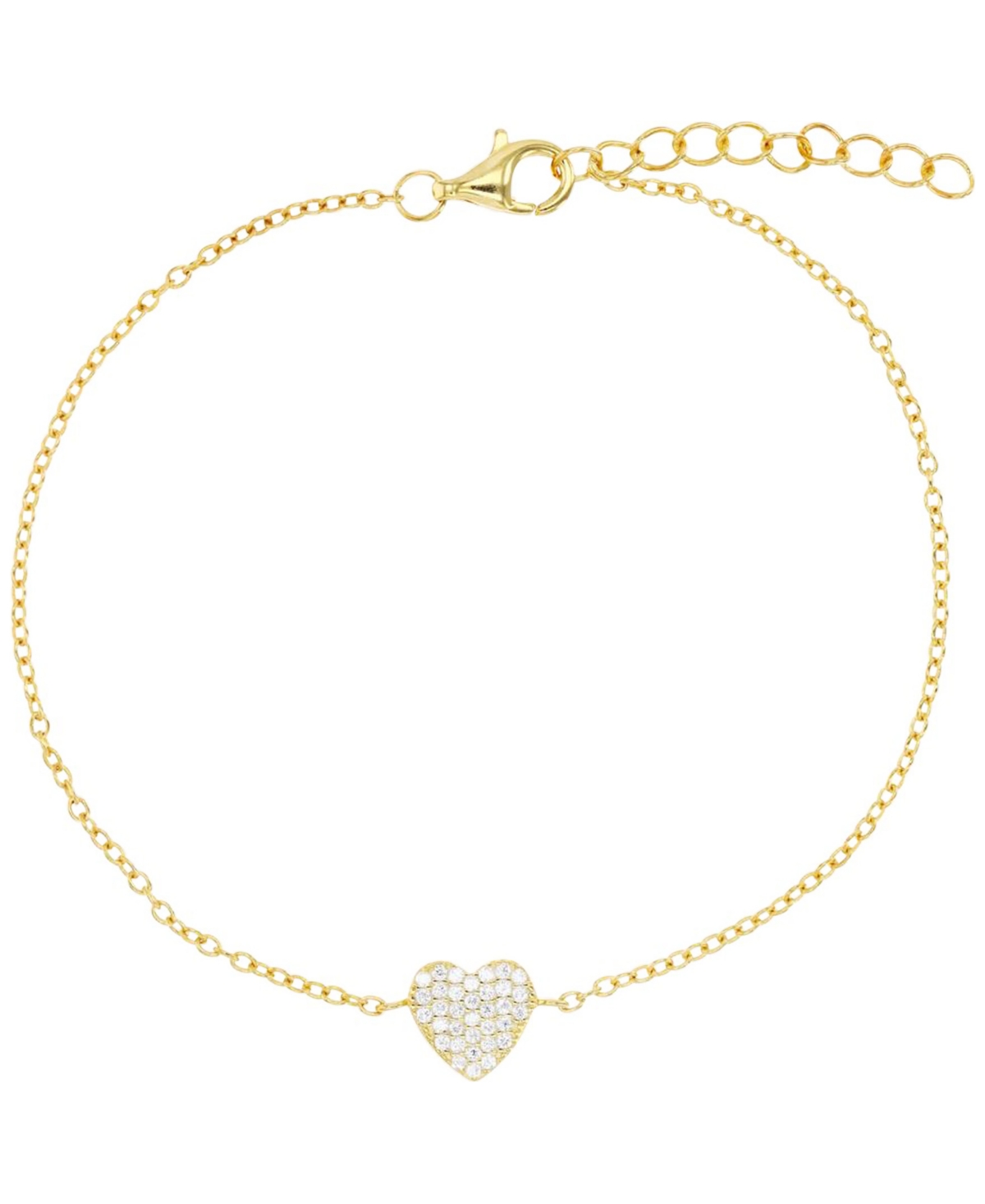 Macy's Cubic Zirconia Pave Heart Cable Link Bracelet In Gold