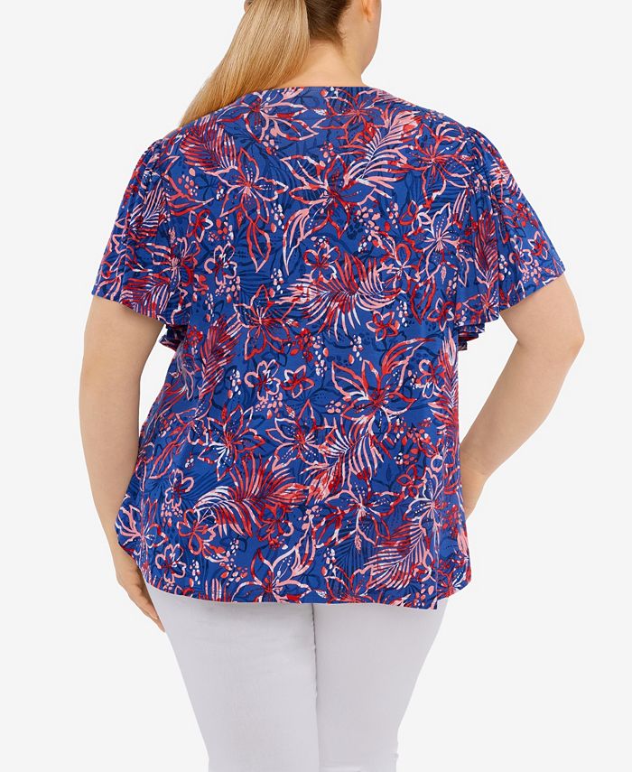 Ruby Rd. Plus Size Knit Tropical Tie Dye Print Top - Macy's