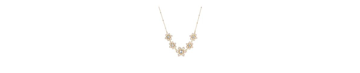 2028 Glass Crystal Flower Collar Necklace In White