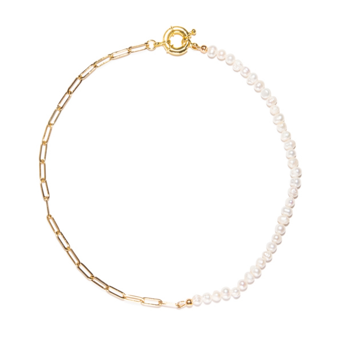 JOEY BABY 18K GOLD PLATED PAPER CLIP CHAIN WITH FRESHWATER PEARLS