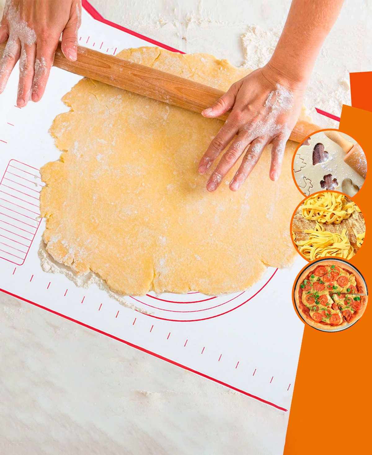 Cheer Collection 2 Pack Dough Pastry Baking Mat, 16" X 20" In White