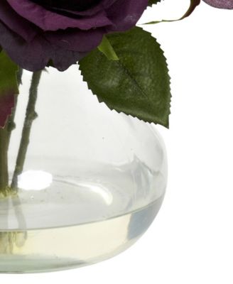 Purple Rose Artificial Arrangement with Vase