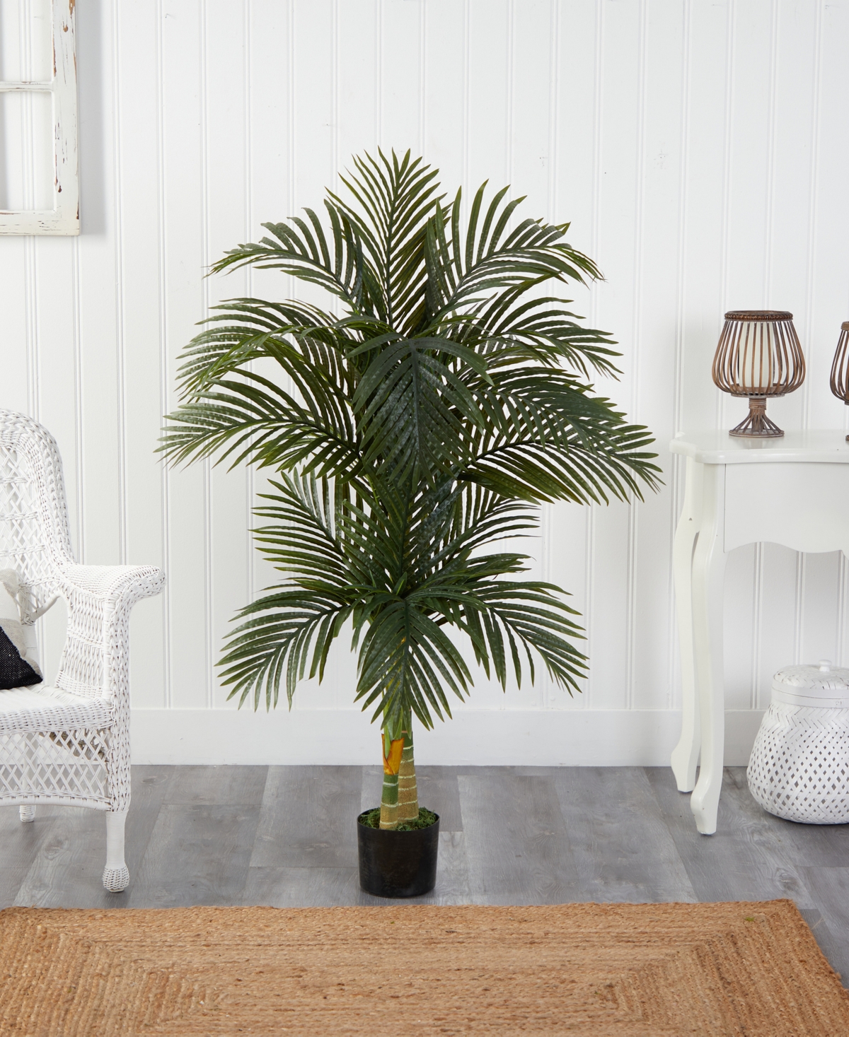 NEARLY NATURAL 5.5' INDOOR/OUTDOOR UV-RESISTANT ARTIFICIAL DOUBLE ROBELLINI PALM TREE 