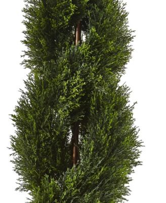 Nearly Natural 4' Double Pond Cypress UV-Resistant Indoor/Outdoor 1036-Leaf Spiral Topiary 