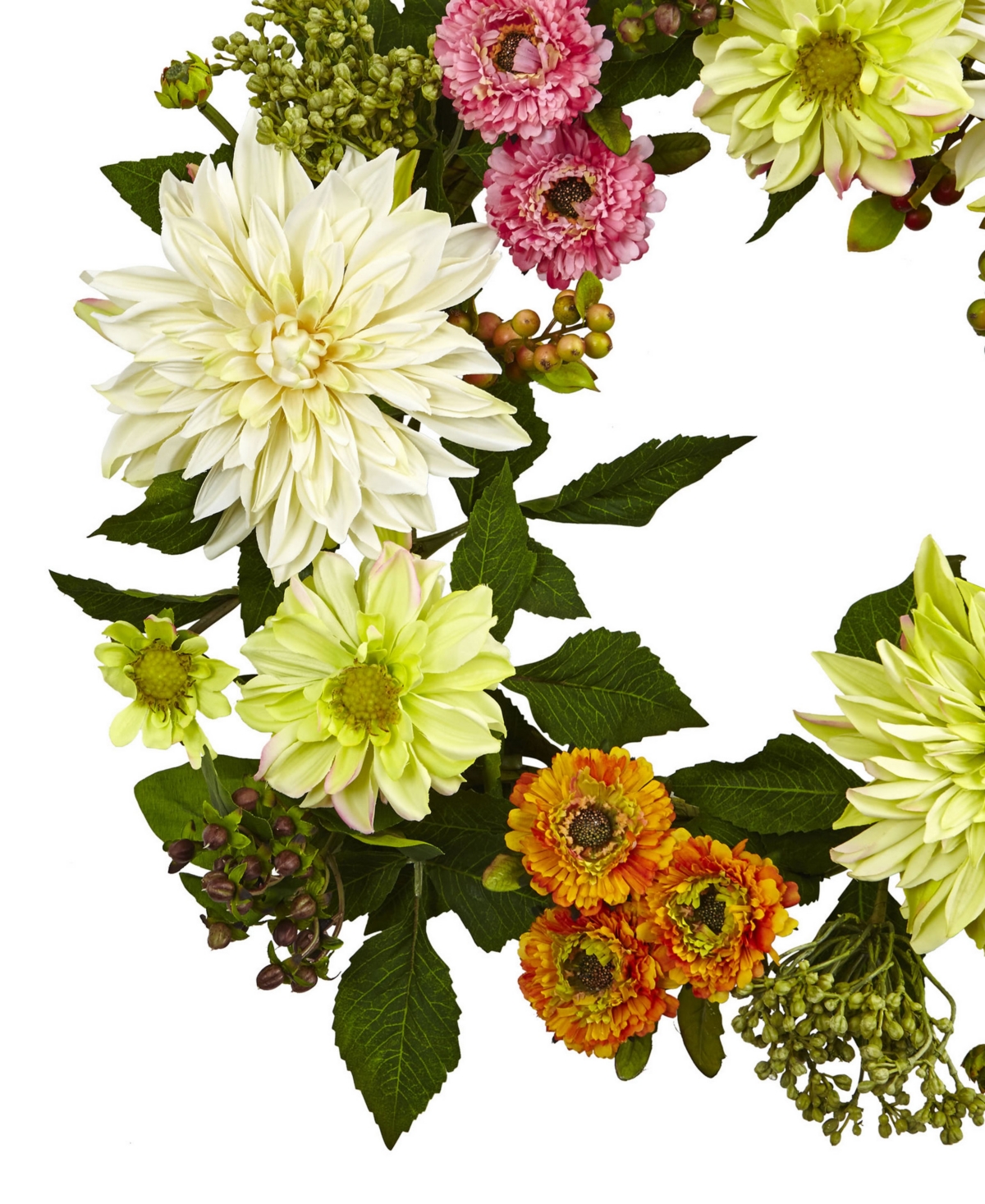 Nearly22'' Dahlia Mum Wreath - Natural