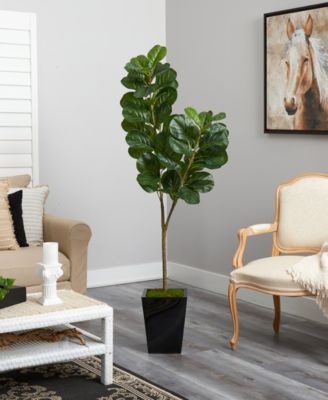 68" Fiddle Leaf Fig Artificial Tree in Metal Planter