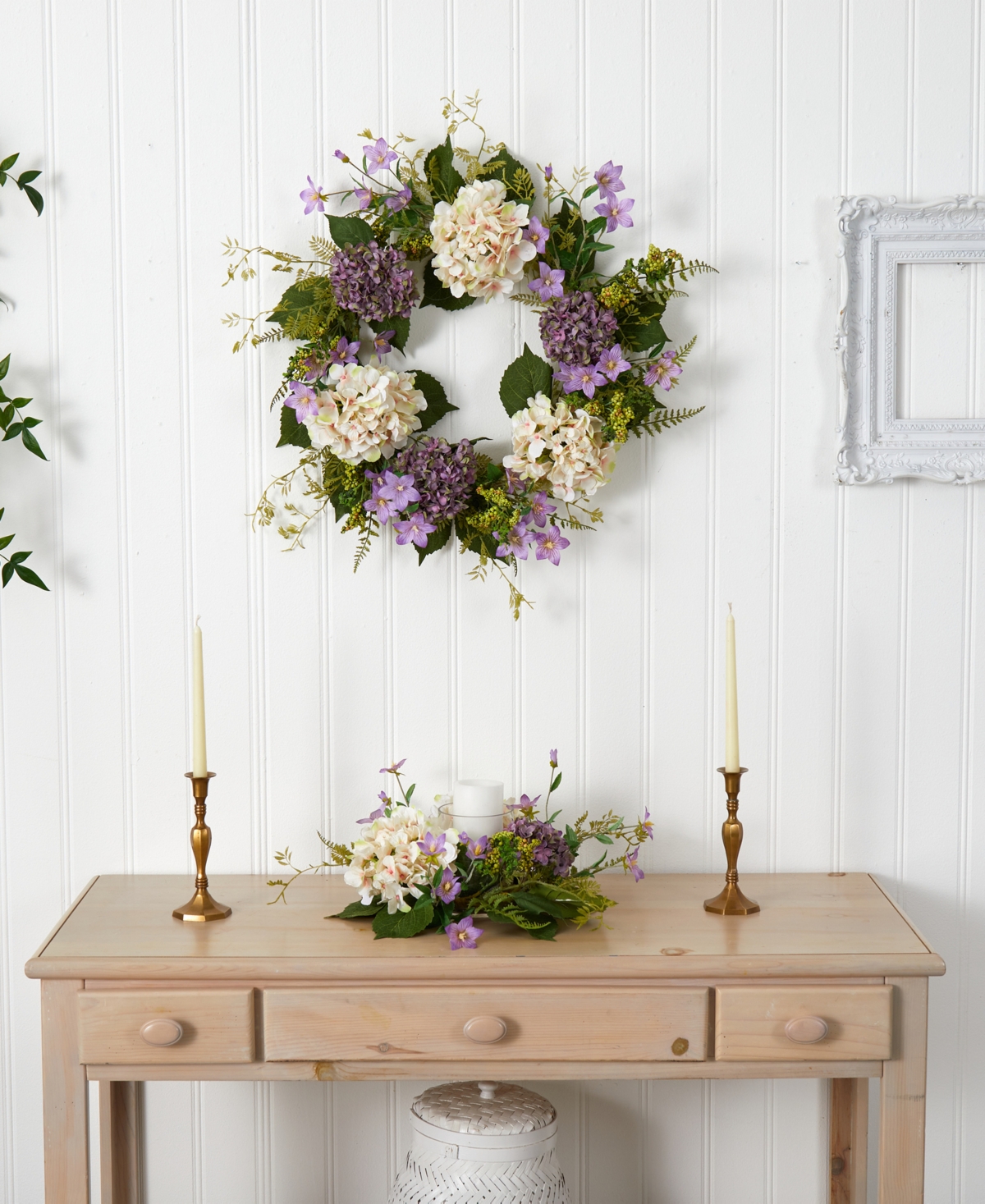 Nearly Natural Hydrangea Berry Wreath