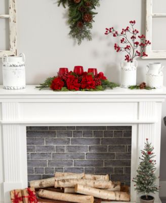 Nearly Natural Triple Hydrangea Red Candelabrum 