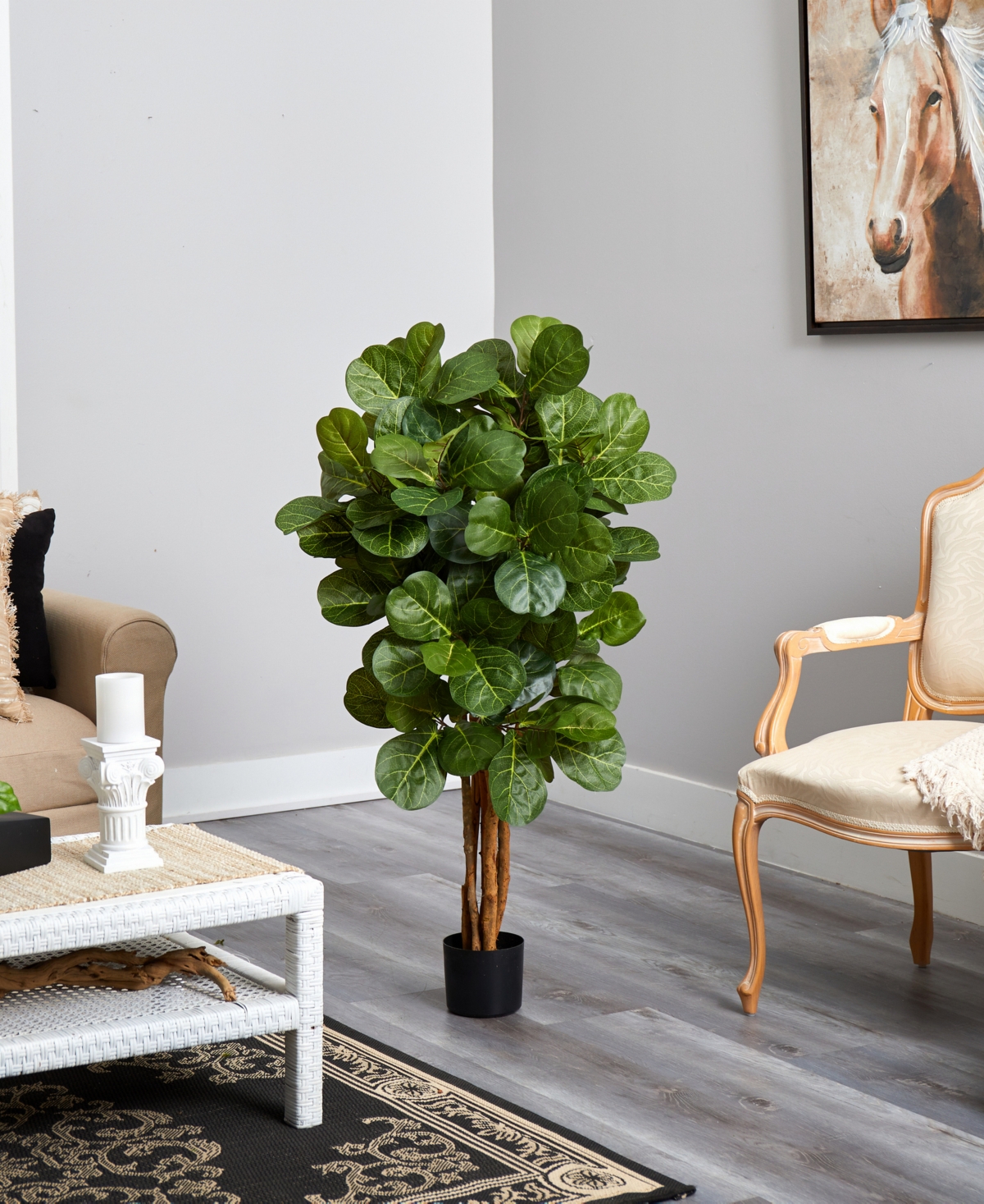 NEARLY NATURAL 4' FIDDLE LEAF FIG ARTIFICIAL TREE 