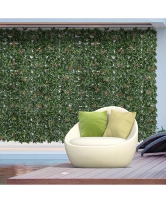 12 Piece Artificial Leaf Privacy Fence, 20" x 20" Faux Hedge Greenery Wall Backdrop Decoration, Indoor Outdoor Garden D&eacute;cor, Red Photinia Bush