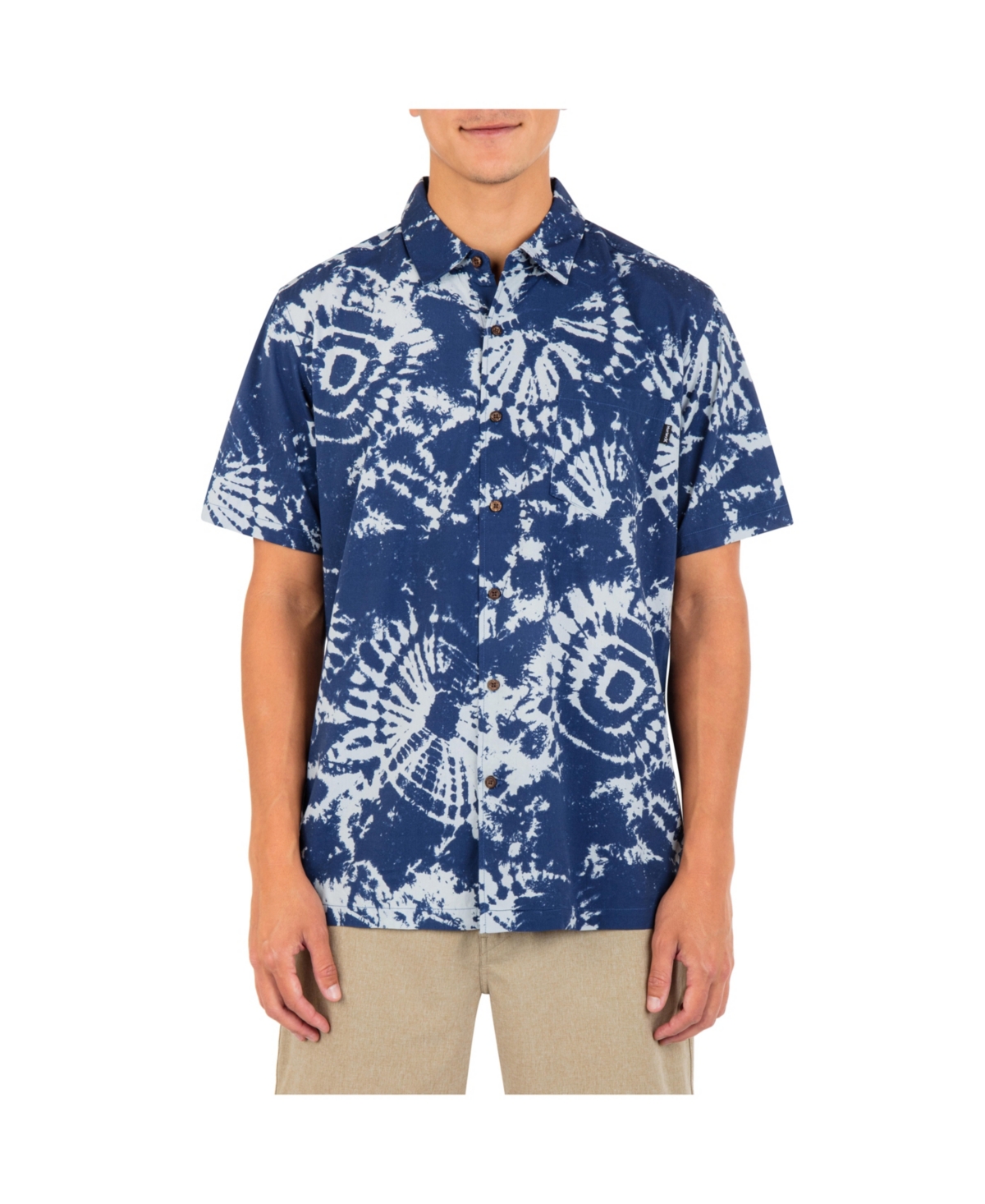 Hurley Men's Rincon Print Short Sleeve Button-up Shirt In Abyss