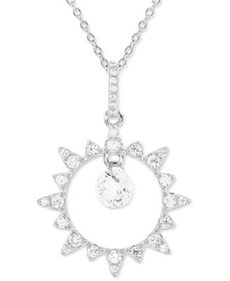 Cubic Zirconia Sunburst Orbital 18" Pendant Necklace