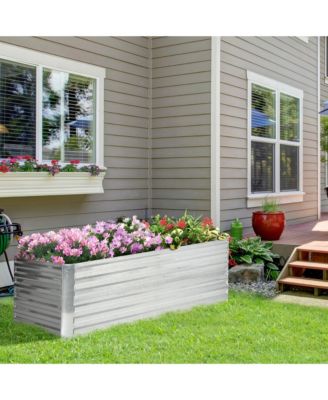 Raised Garden Bed, 71" x 36" x 23" Galvanized Steel Planters for Outdoor Plants with Reinforced Rods for Vegetables, Flowers, and Herbs, Silver