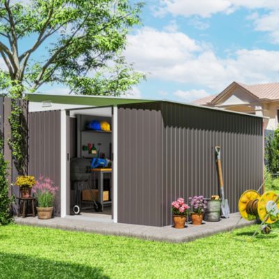 11&#39; x 9&#39; Metal Outdoor Storage Shed with Lockable Doors,