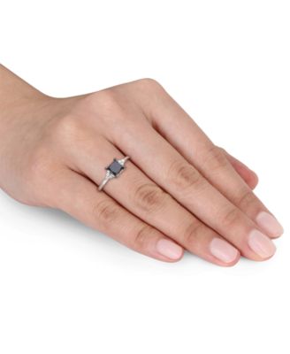 Black Diamond (3/4 ct. t.w.) & White Diamond (1/4 ct. t.w.) Princess-Cut Engagement Ring in 14k White Gold