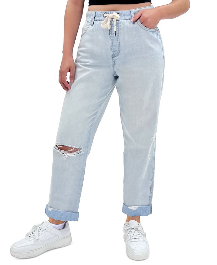Rewash Juniors' Drawstring-Waist Pull-On Boyfriend Jeans - Macy's