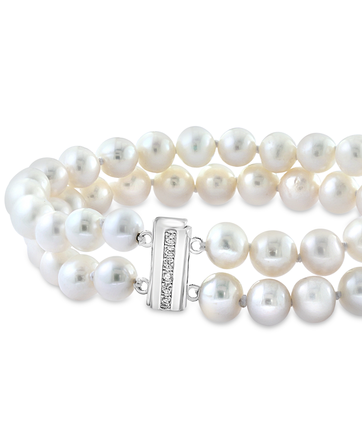 Effy Pink & White(6 1/3 - 7 1/3mm) & White Topaz (1/10 ct. t.w) Two Row Bracelet (Also available in Gray & White and Freshwater Pear