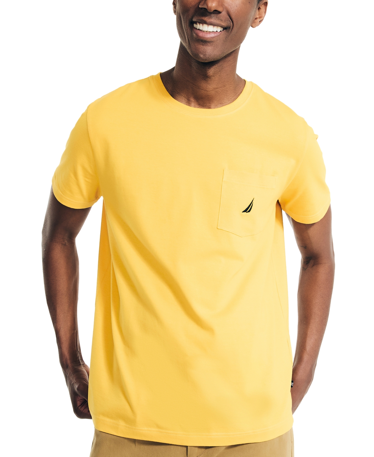 Nautica Men's Classic-fit Solid Crew Neck Pocket T-shirt In Lightning Gold