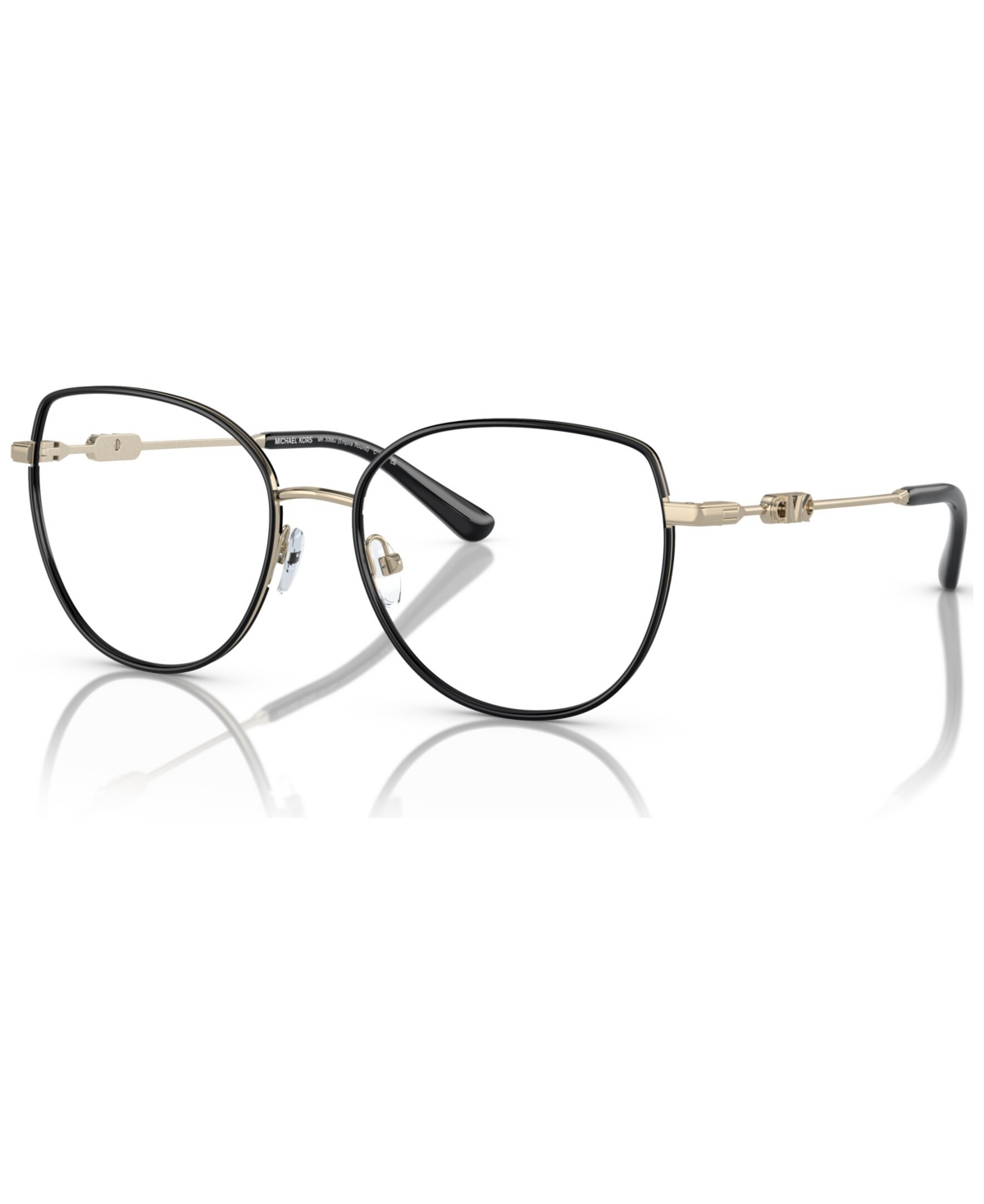 Women's Irregular Eyeglasses, MK3066J 53 - Light Gold-Tone, Black