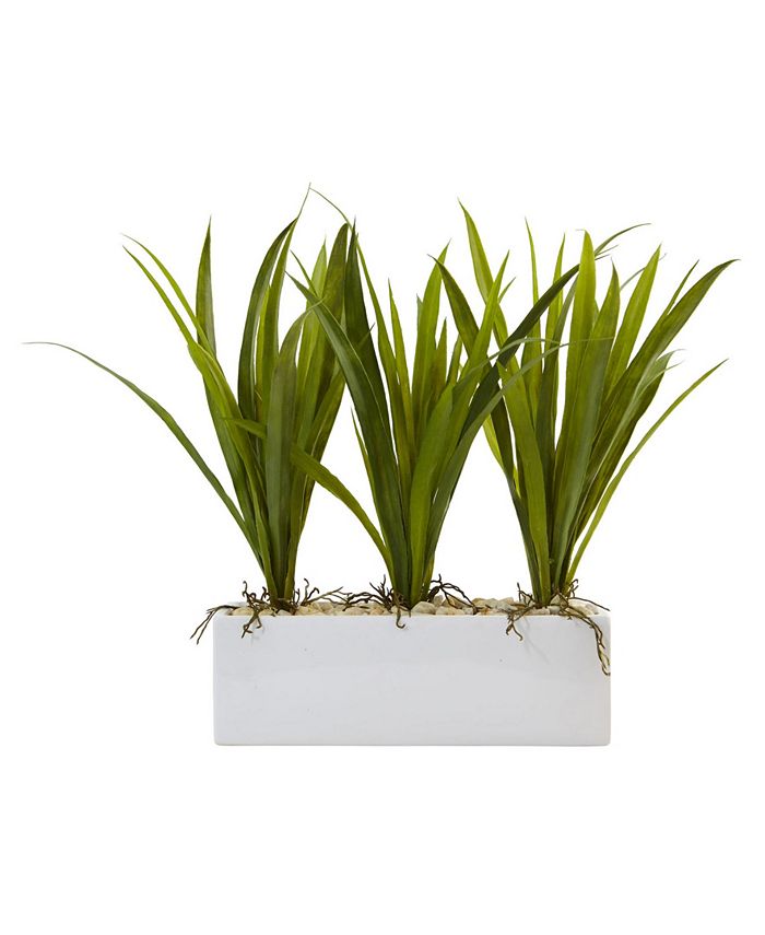 Nearly Natural Artificial Grass in Rectangular Planter Macy's