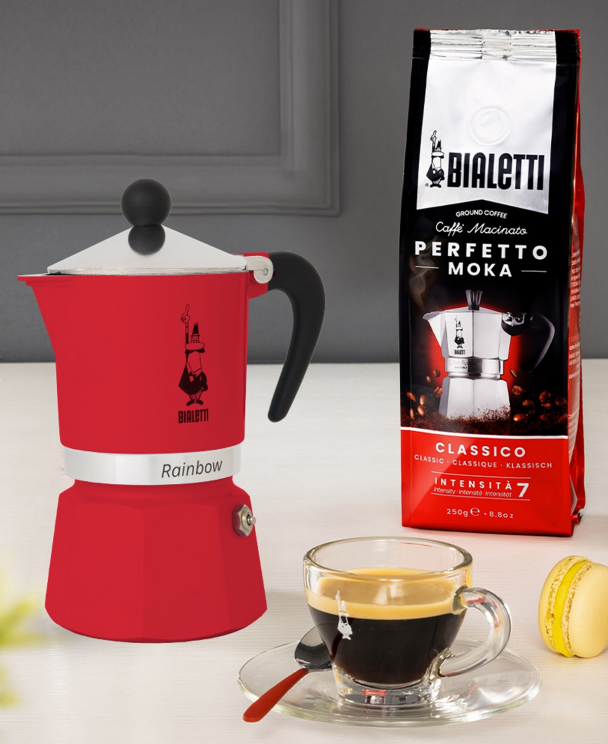 Bialetti Rainbow 139 ml 6 Cups Coffeemaker In Red