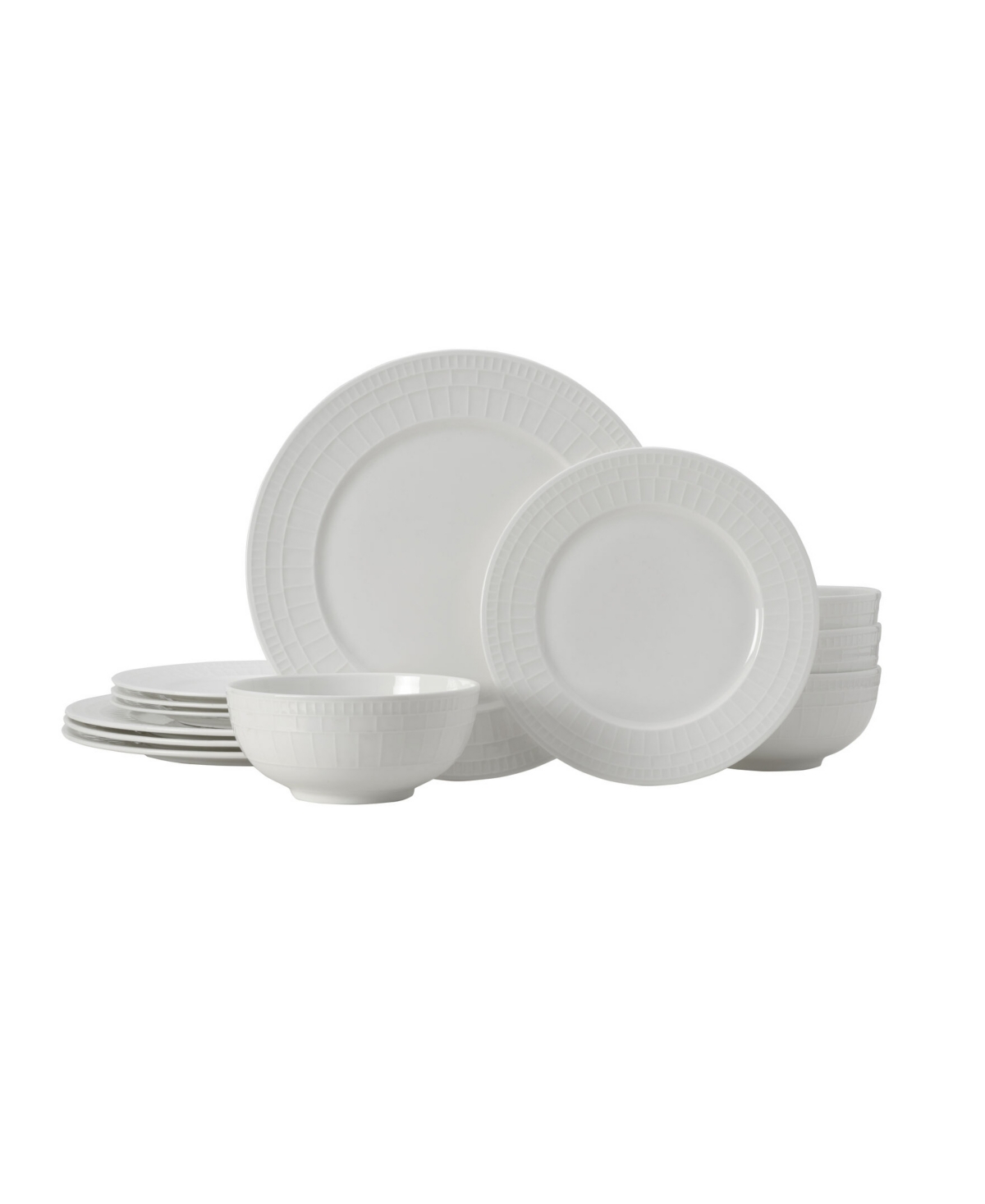 Mikasa Lux Bone China 12 Piece Dinnerware Set, Service For 4 In White