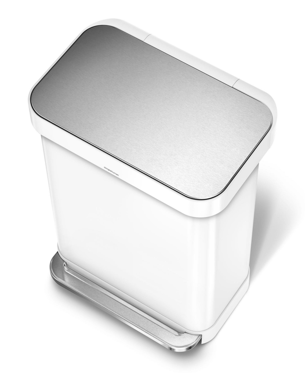 Shop Simplehuman Liner Rim Step Trash Can, 55 Liter In White Stainless Steel