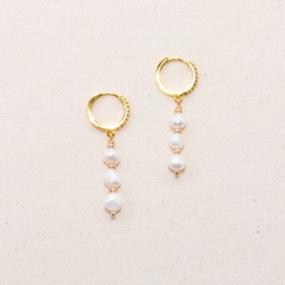 18K Gold Plated Freshwater Pearls with Rose Gold Beads- Mathilde Earrings For Women