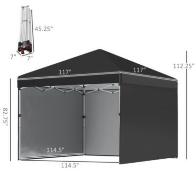10' x 10' Pop Up Canopy with 3 Sidewalls and Carry Bag,