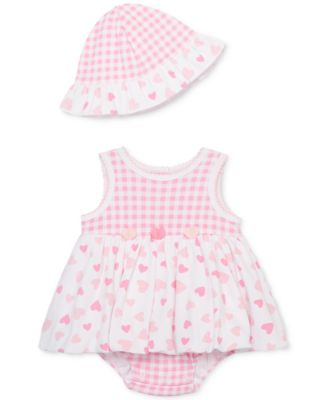 Little Me - Baby Girls 2-Pc. Hearts Popover & Hat Set