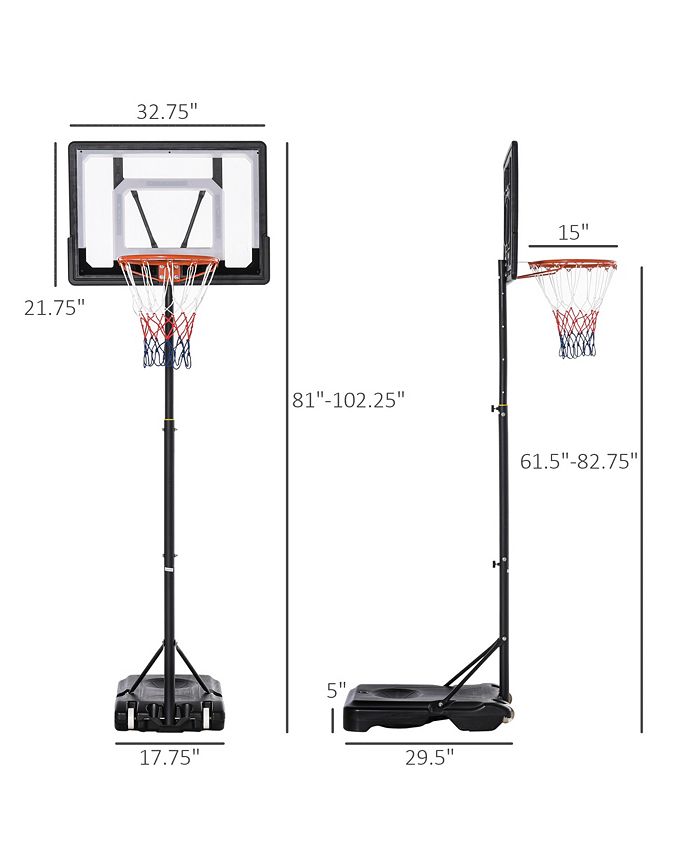 Soozier Portable Basketball Hoop System Stand with 33in Backboard