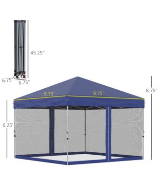 10' x 10' Pop Up Canopy Party Tent with 3-Level Adjustable Height, Easy Move Roller Bag, Blue