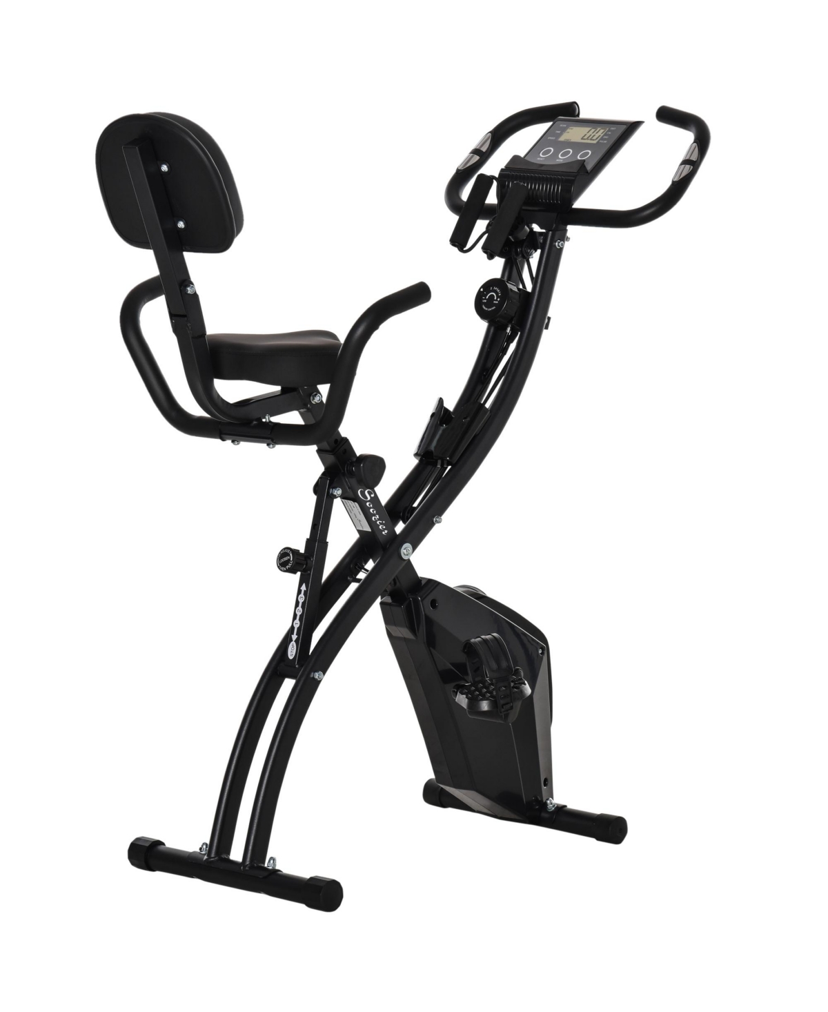 2 in 1 Exercise Bike with Arm Resistance Bands for Upright and Recumbent Cycling, Black - Black