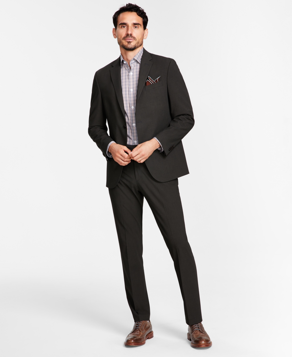Men's Slim-Fit Ready Flex Stretch Fall Suits - Charcoal Mini