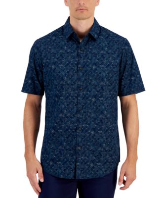 Alfani - Men's Toledo Regular-Fit Stretch Geo-Print Button-Down Poplin Shirt