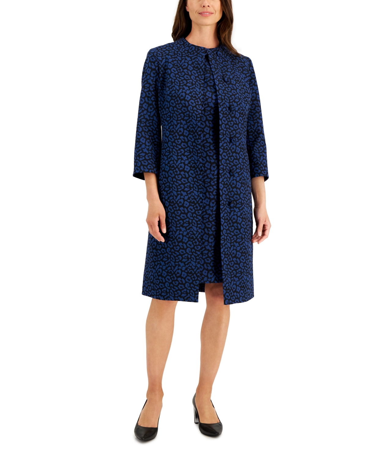 Women's Topper Jacket & Sleeveless Sheath Dress - Blue Quartz/Black