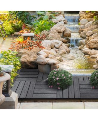 12" 11pc Wood-Plastic Composite Flooring Deck Interlocking Tiles