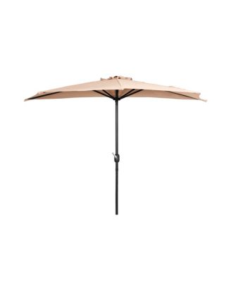 9 Ft Outdoor Half Market Umbrella with Black Round Weight Base Set