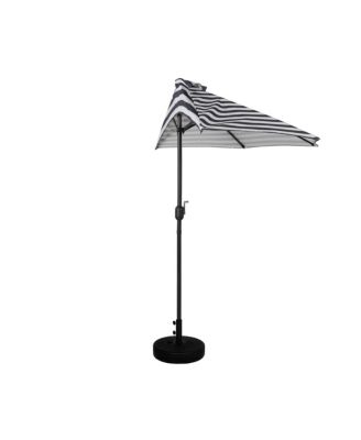 9 Ft Outdoor Half Market Umbrella with Black Round Weight Base Set