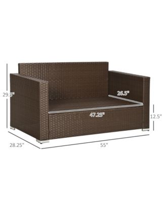 Wicker Loveseat, Patio Furniture Couch, Padded Outdoor Sofa,