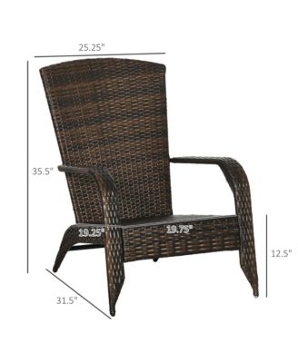 Patio Wicker Adirondack Chair with Soft Cushions,