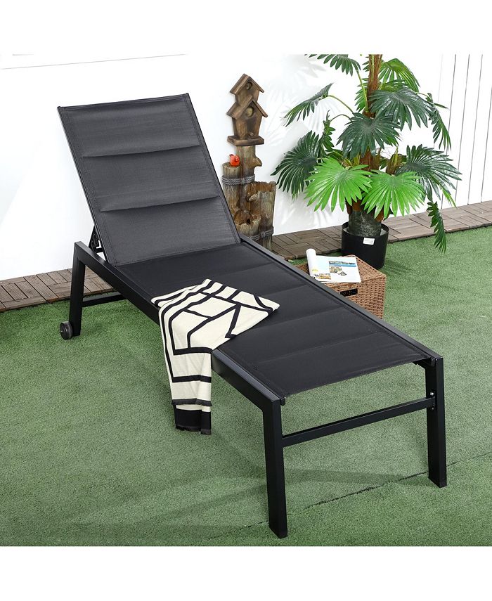 Outsunny Outdoor Chaise Lounge Chair, Pool & Sun Tanning Chair with