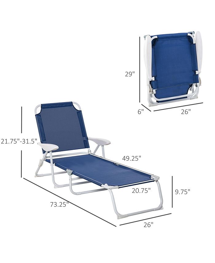 Outsunny Folding Chaise Lounge, Outdoor Sun Tanning Chair, Four