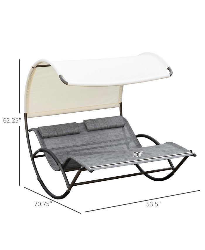 Outsunny Outdoor Double Chaise Rocking Chair, Day Bed Sun Lounger with