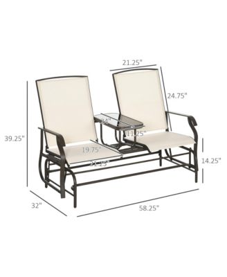 2-Person Outdoor Glider Bench with Center Table,